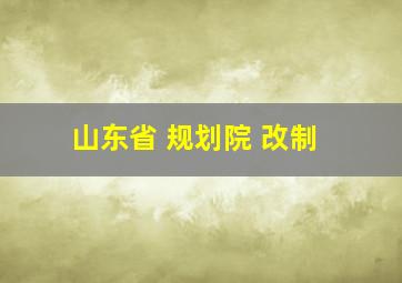 山东省 规划院 改制